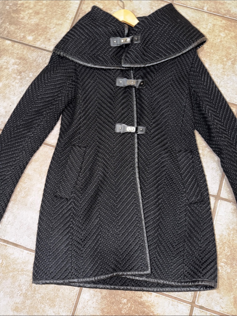 Vintage Black Women's Toggle-Front Wool Blend Coat